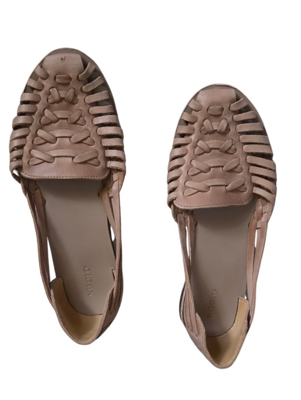 Nisolo Blush Pink Woven Leather Huarache Flats